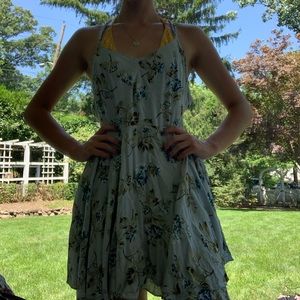 Mint flowy min strappy dress